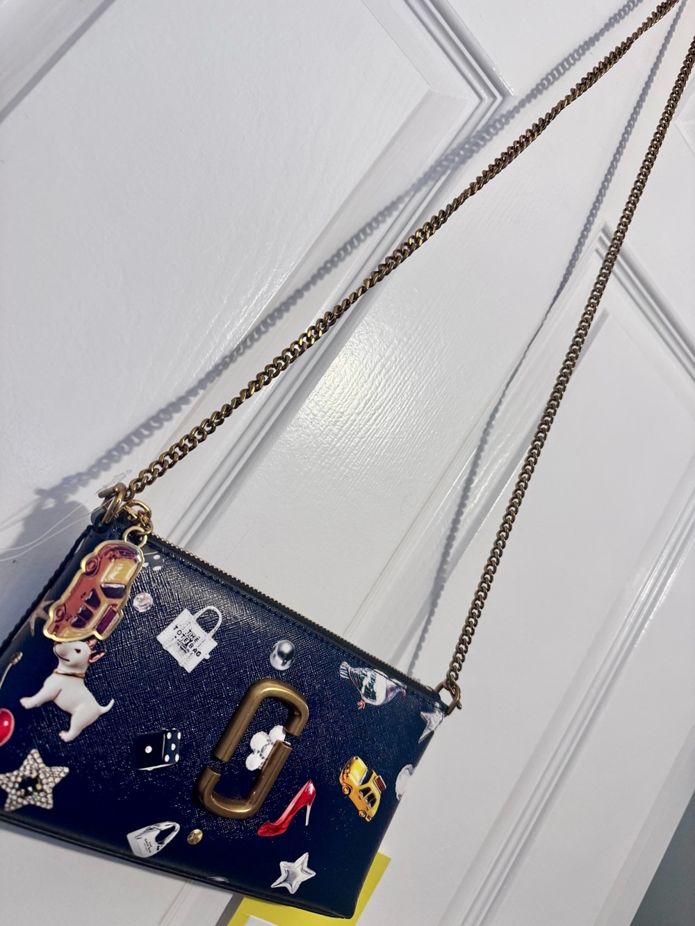 Marc Jacobs Navy Leather Mini Shoulder Bag with Multicolor Charm Accents - Picture 9 of 16